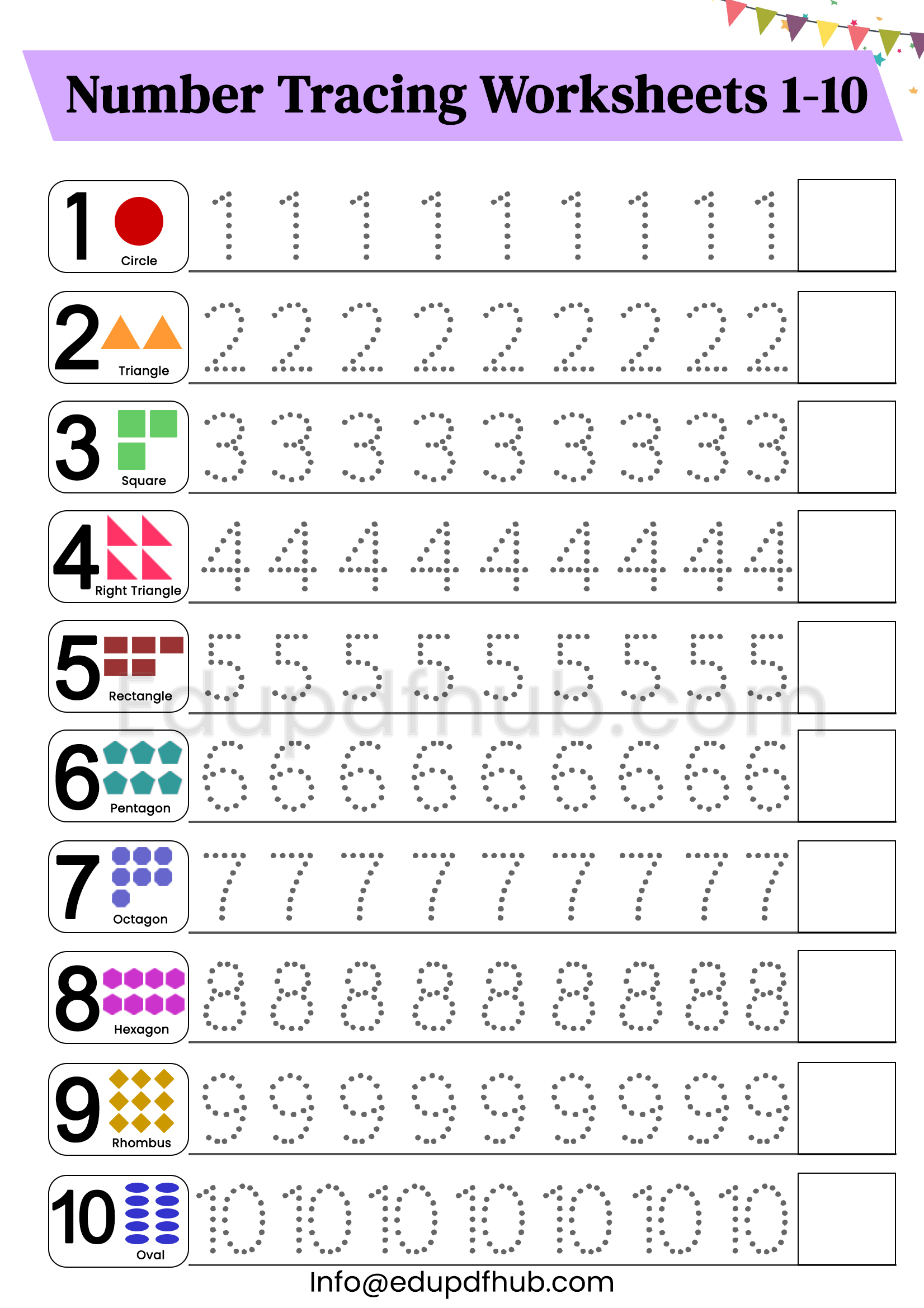 Number Tracing Worksheets 1–10 – Free Printable PDF for Kids